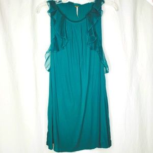 FREE PEOPLE SHIFT Dress. SLEEVELESS SHIFT GREEN RUFFLE Dress 2
